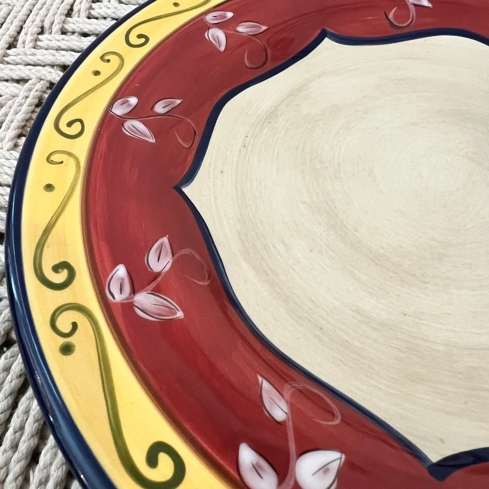 Pier 1 Vallarta Red and Yellow Ceramic Dinner Plater